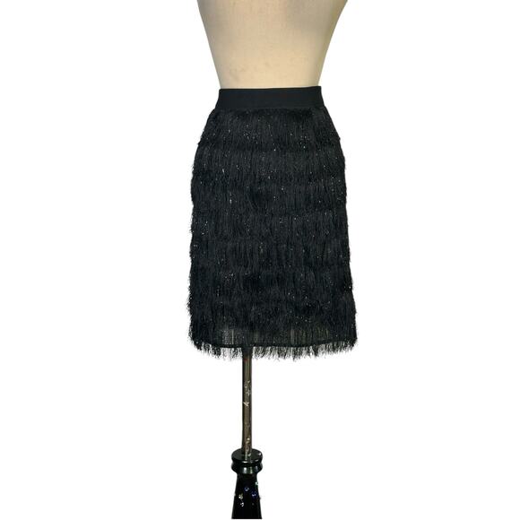 BCBGMaxAzria black metallic fringe skirt size large - Picture 14 of 14